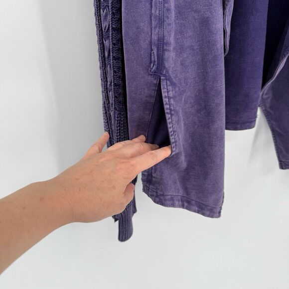 Leo & Nicole Purple Wash Draped Open-Front Cardigan Top Knit Sleeves Women Large - Picture 2 of 7